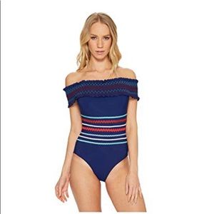 Ipanema Smocked Off Shoulder One-Piece Swimsuit